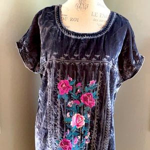 Philosophy Black Dress with Pink Floral Embroidery